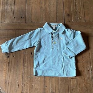 Burberry pale blue long sleeve polo shirt